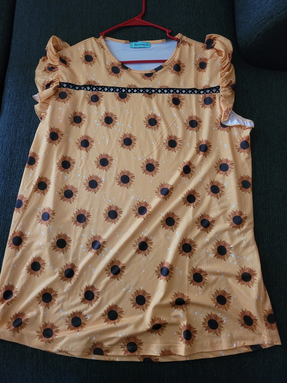 Sunflower Print Short Sleeve Tee - Yellow - Unknown Brand